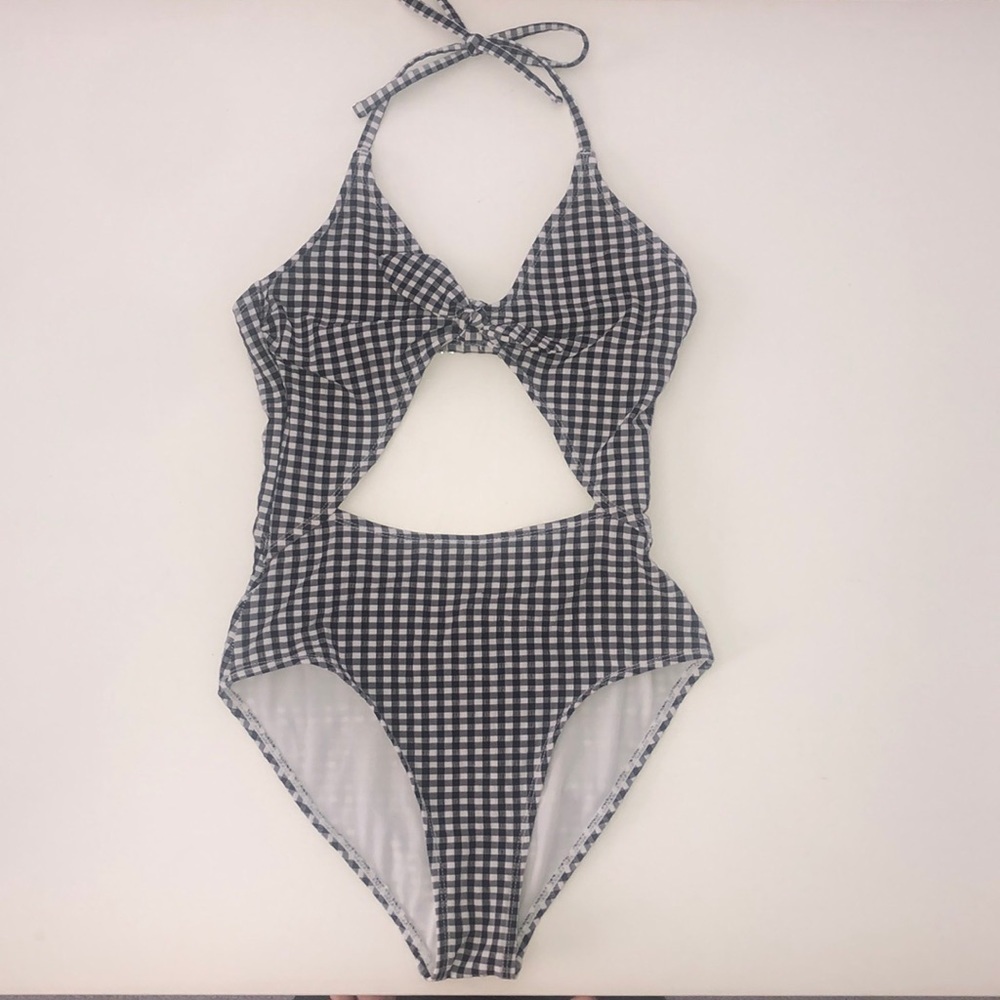 Black/white Gingham One Piece Bathing Suit size XS